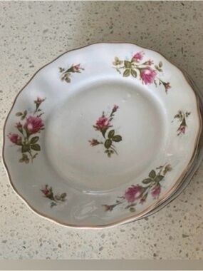 Vintage Wawel From Poland Rose Porcelain Dinner Plate Set Of 5